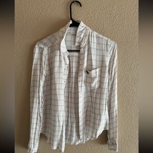 White and light pink plaid shirt